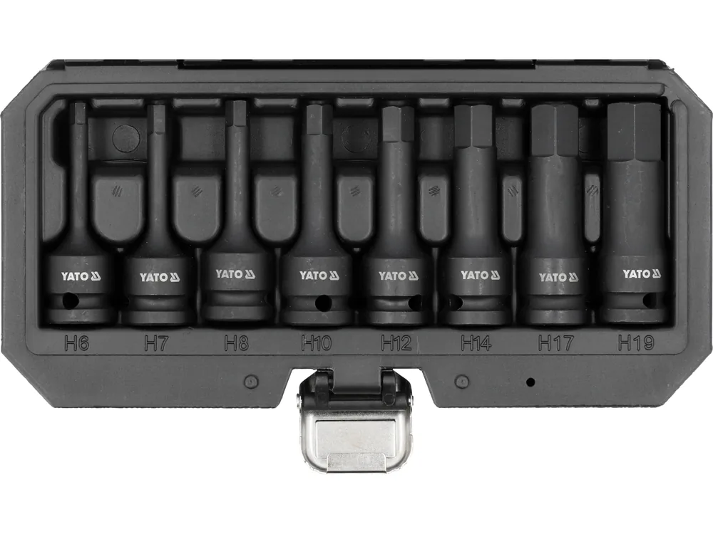 Набір насадок викруткових ударних YATO : HEX M6-M19. 6-гр. квадрат 1/2". 8 Од.