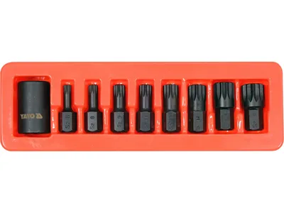 Набір насадок викруткових ударних YATO : SPLINE M6-M18 + 6-гр адаптер 1/2". 9 Од.