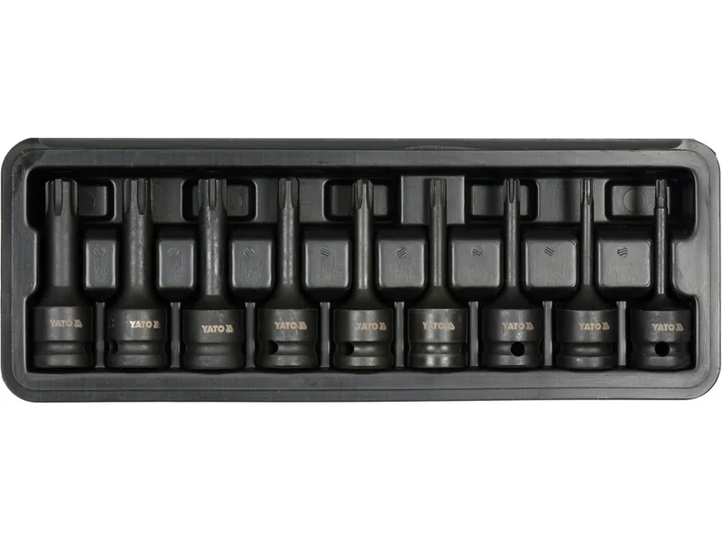Набір насадок викруткових ударних YATO : RIBE M5-M14. квадрат 1/2" CrMo, 9 Од + кейс