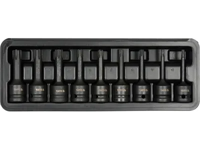 Набір насадок викруткових ударних YATO : RIBE M5-M14.  квадрат 1/2" CrMo, 9 Од + кейс