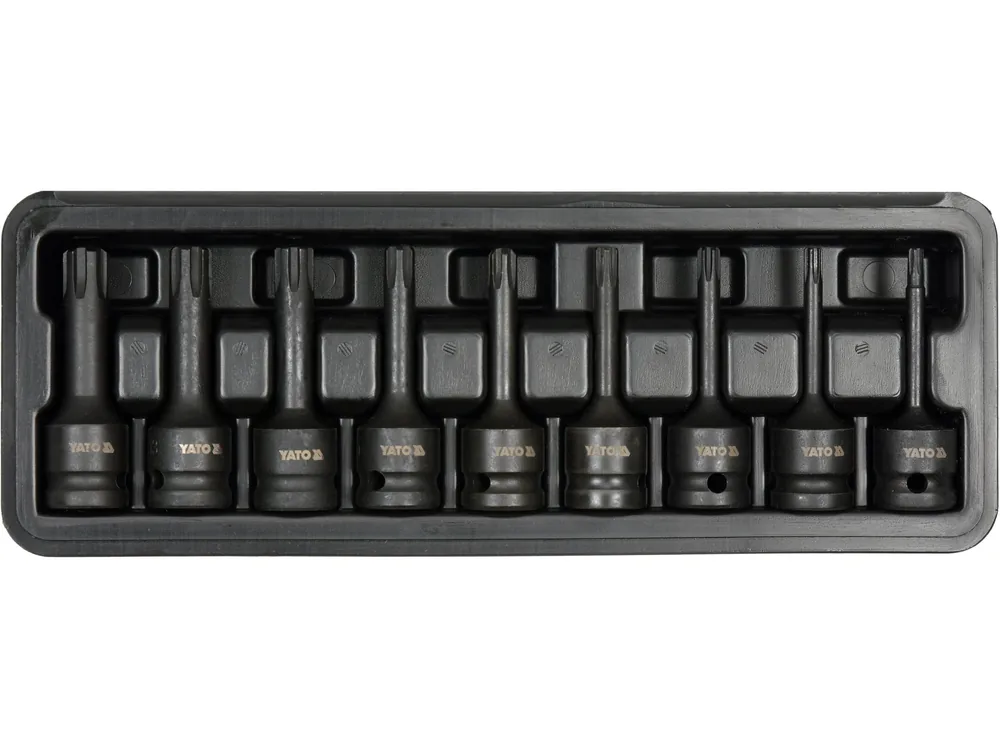 Набір насадок викруткових ударних YATO : RIBE M5-M14. квадрат 1/2" CrMo, 9 Од + кейс