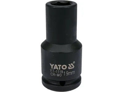 Головка торцева ударна 6-гранна YATO : подовжена, квадрат 3/4", М= 19 мм, L= 90 мм