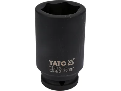 Головка торцева ударна 6-гранна YATO : подовжена, квадрат 3/4", М= 36 мм, L= 90 мм
