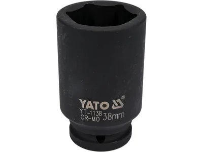 Головка торцева ударна 6-гранна YATO : подовжена, квадрат 3/4", М= 38 мм, L= 90 мм