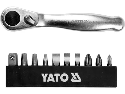 Набір насадок викруткових з тріщаткою YATO : 1/4", PH, SL, SQ, L= 25 мм, 11 шт