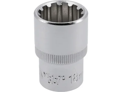 Головка торцева YATO : квадрат 1/2", "Spline", M= 18 мм, L= 38 мм