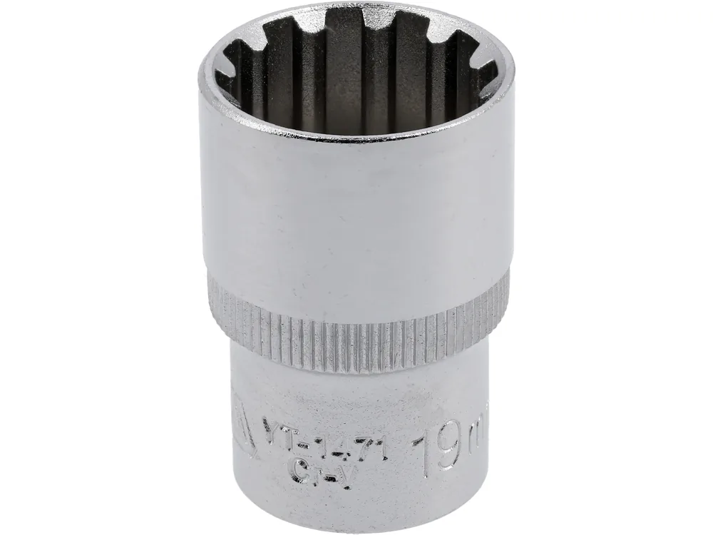 Головка торцева YATO : квадрат 1/2", "Spline", M= 19 мм, L= 38 мм