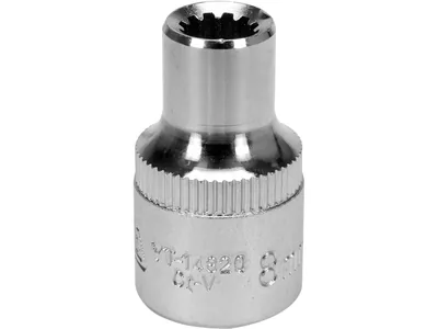 Головка торцева YATO : квадрат 1/2", SPLINE M8 мм, L= 38 мм. CrV [Блістер]