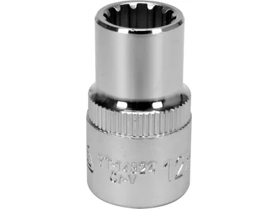 Головка торцева YATO : квадрат 1/2", SPLINE M12 мм, L= 38 мм. CrV [Блістер]