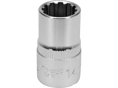 Головка торцева YATO : квадрат 1/2", SPLINE M14 мм, L= 38 мм. CrV [Блістер]