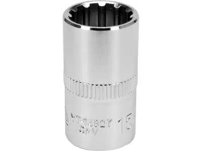 Головка торцева YATO : квадрат 1/2", SPLINE M15 мм, L= 38 мм. CrV [Блістер]