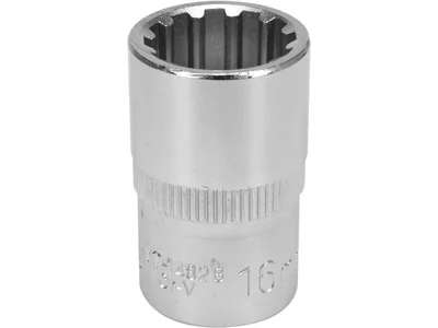 Головка торцева YATO : квадрат 1/2", SPLINE M16 мм, L= 38 мм. CrV [Блістер]