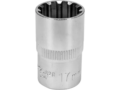 Головка торцева YATO : квадрат 1/2", SPLINE M17 мм, L= 38 мм. CrV [Блістер]