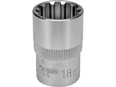 Головка торцева YATO : квадрат 1/2", SPLINE M18 мм, L= 38 мм. CrV [Блістер]