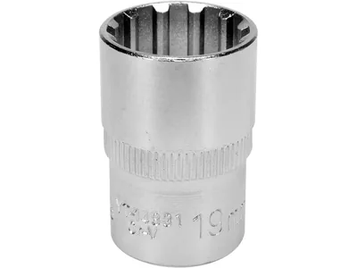 Головка торцева YATO : квадрат 1/2", SPLINE M19 мм, L= 38 мм. CrV [Блістер]