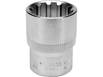 Головка торцева YATO : квадрат 1/2", SPLINE M21 мм, L= 38 мм. CrV [Блістер]