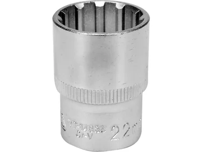 Головка торцева YATO : квадрат 1/2", SPLINE M22 мм, L= 38 мм. CrV [Блістер]