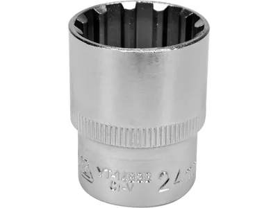 Головка торцева YATO : квадрат 1/2", SPLINE M24 мм, L= 38 мм. CrV [Блістер]