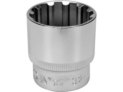 Головка торцева YATO : квадрат 1/2", SPLINE M32 мм, L= 45 мм. CrV [Блістер]