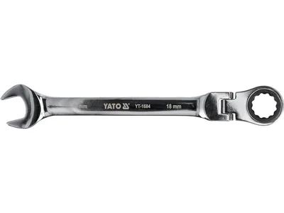 Ключ ріжково-накидний YATO з тріщаткою та шарніром : CrV, М= 18 мм, L= 235 мм