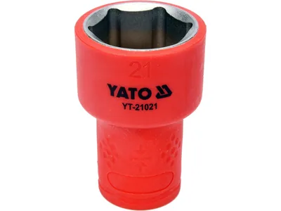 Головка торц. діелектр. 6-гранна YATO : квадрат 3/8", М= 21 мм, L= 45/28 мм,VDE корпус до 1000V (DW)