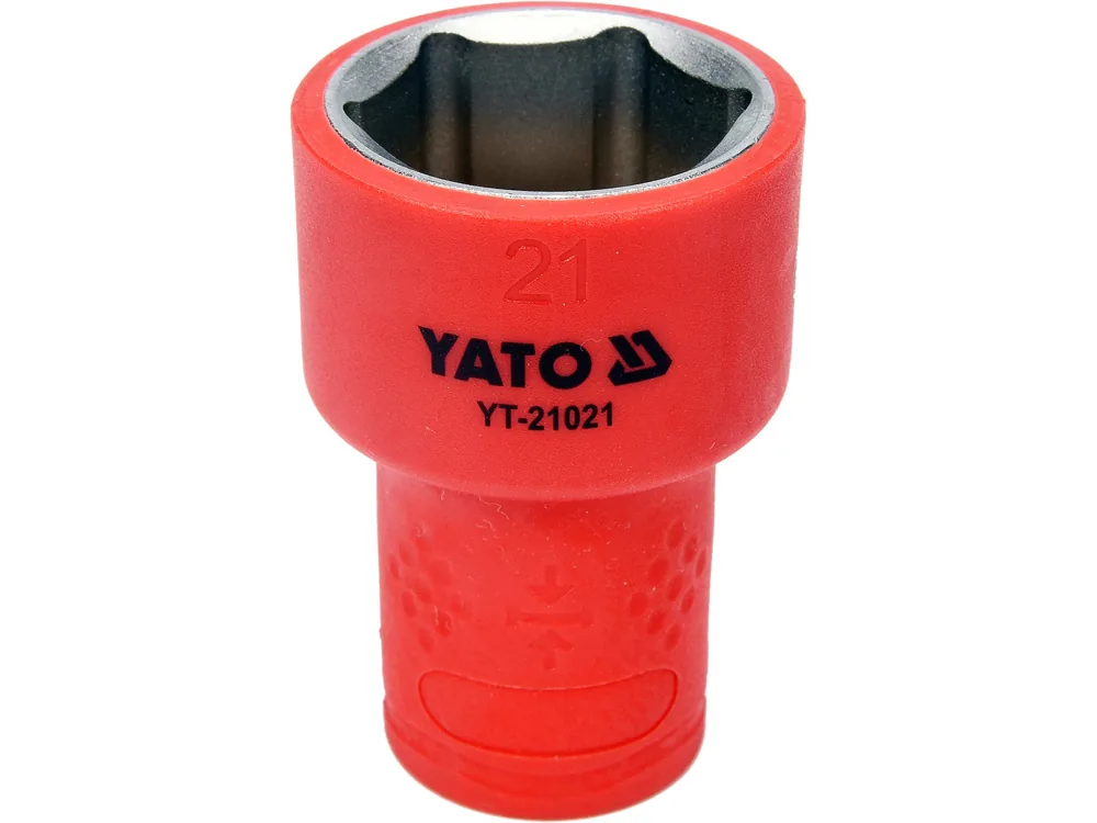 Головка торц. діелектр. 6-гранна YATO : квадрат 3/8", М= 21 мм, L= 45/28 мм,VDE корпус до 1000V (DW)
