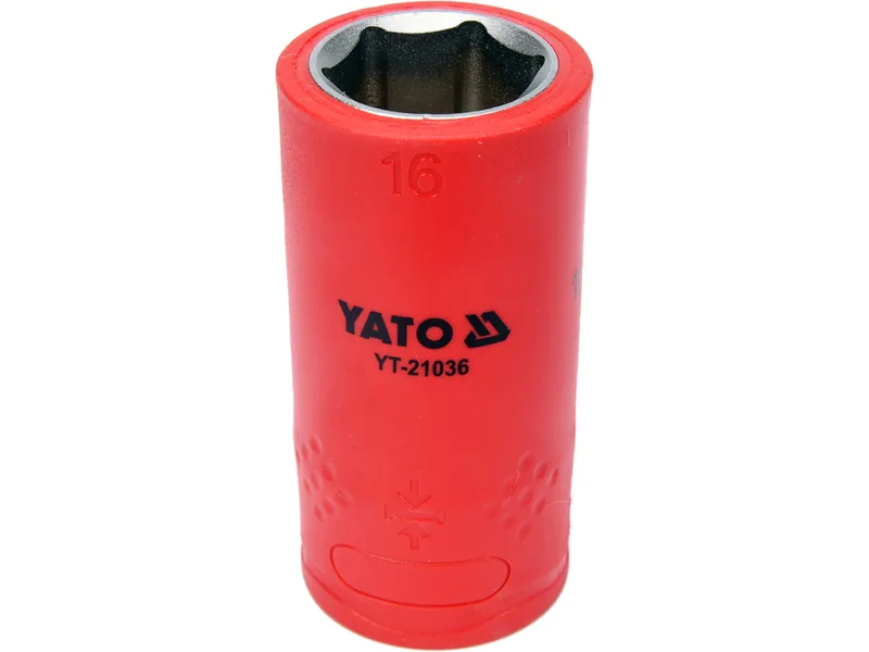 Головка торц. діелектр. 6-гранна YATO : квадрат 1/2", М= 16 мм, L= 55/38 мм,VDE корпус до 1000V (DW)