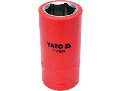 Головка торц. діелектр. 6-гранна YATO : квадрат 1/2", М= 16 мм, L= 55/38 мм,VDE корпус до 1000V (DW)