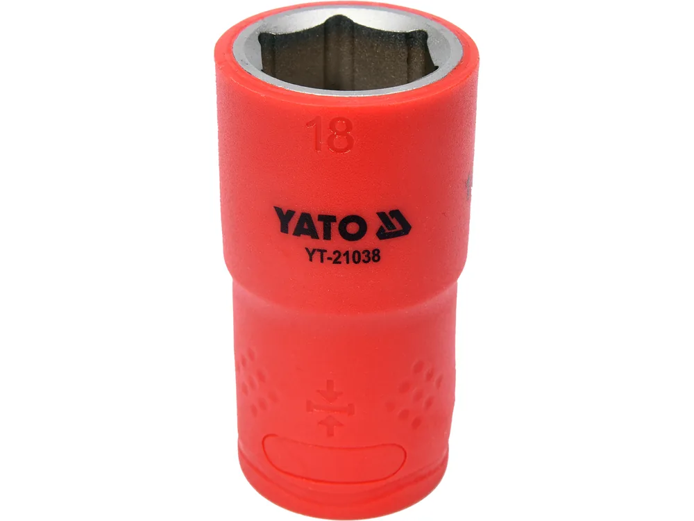 Головка торц. діелектр. 6-гранна YATO : квадрат 1/2", М= 18 мм, L= 55/38 мм,VDE корпус до 1000V (DW)