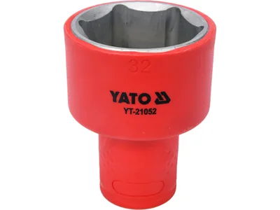 Головка торц. діелектр. 6-гранна YATO : квадрат 1/2", М= 32 мм, L= 60/38 мм,VDE корпус до 1000V (DW)