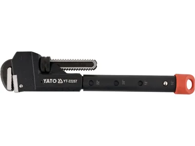 Ключ трубний телескопічний YATO : L= 400-550 мм (16"/18"/20"/22"), макс. Ø80 мм, CrMo 55-60 HRC(DW)