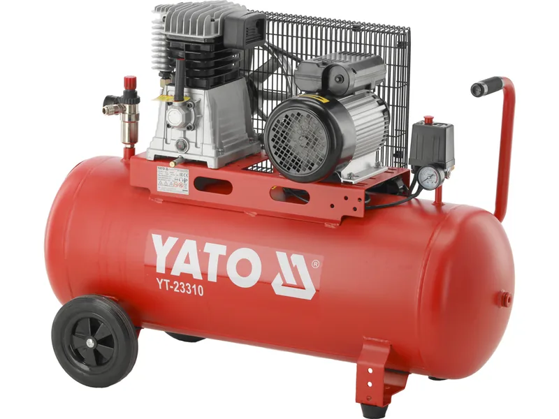 Компресор мережевий YATO 230 В, 2,2 кВт, тиск ≤ 8 Bar, под. повітря- 360 л/хв, ресивер- 100 л