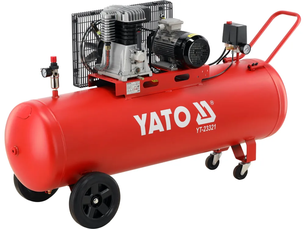 Компресор мережевий YATO 380 В, 2,2 кВт, тиск ≤ 10 Bar, под. повітря- 400 л/хв, ресивер- 200 л