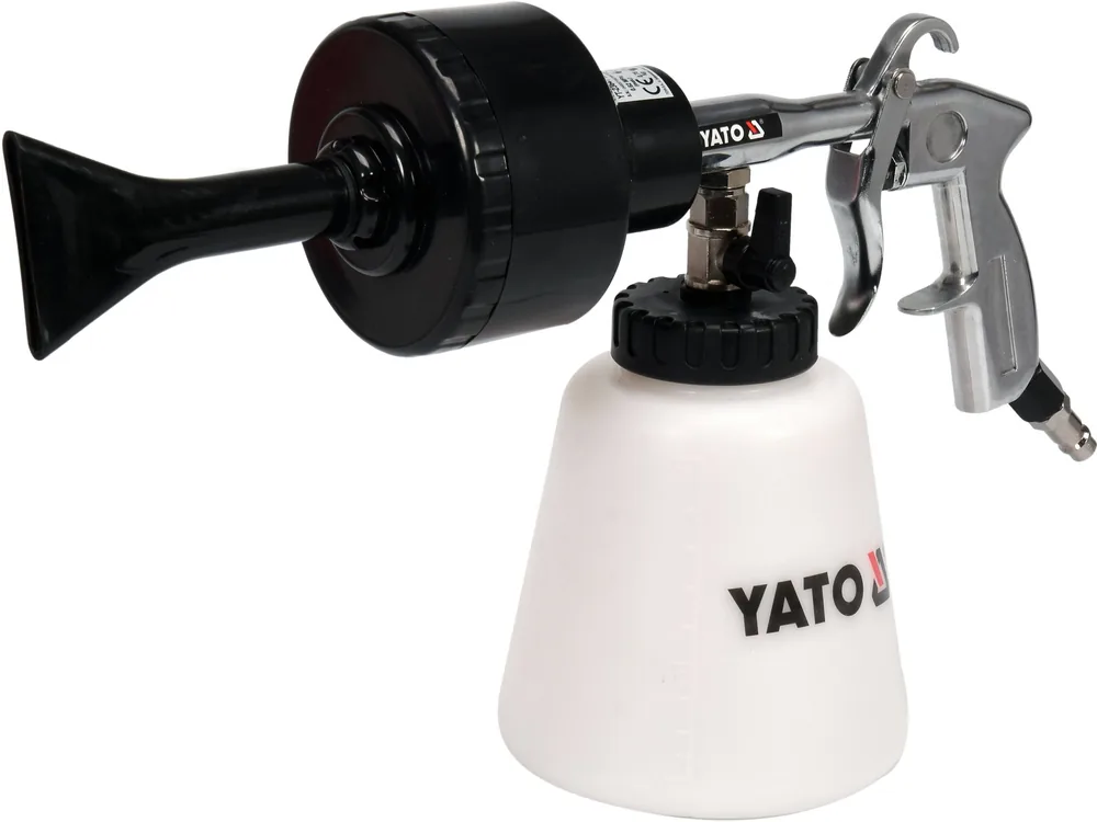 Пістолет пневматичний для утворення піни YATO : бак- 1 л, турбо-сопло, 113 л/хв, тиск- 0.62 МПа