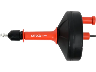 Трос для очищення каналізаційних труб на бобіні YATO : Ø= 6 мм, l= 6 м, з шпінделем до дрилі