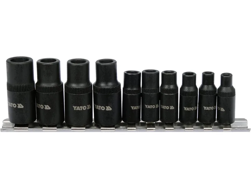 Різьбонарізні перехідники YATO; з квадратами 1/4" і 3/8", №1-8, 10 шт.