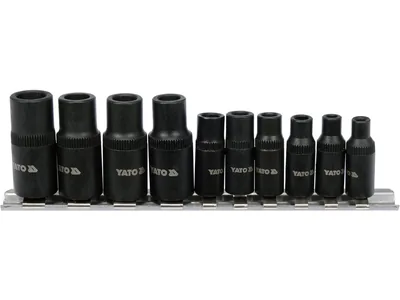 Різьбонарізні перехідники YATO; з квадратами 1/4" і 3/8", №1-8, 10 шт.