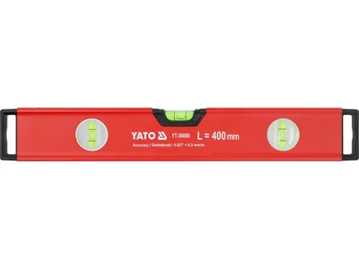 Рівень алюмінієвий YATO L= 40 см. 3 капсули