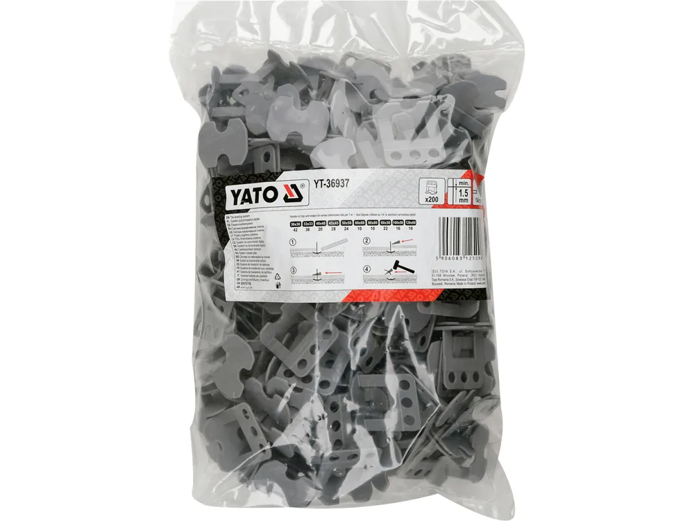 Кліпси СВП для викладання плитки YATO до шва- 1,5 мм, плитка t≤ 14 мм. 200 шт
