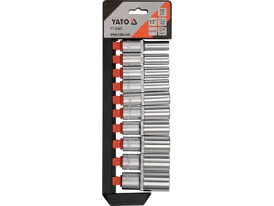 Набір головок торцевих подовжених YATO : квадрат 1/2", М10-24, L= 76 мм. 10 Шт.