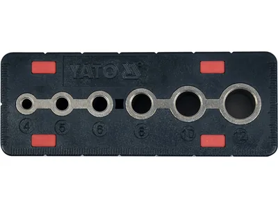 Шаблон для свердління отворів YATO : 4, 5, 6, 8, 10 і 12 мм, корпус з ABS-пластику