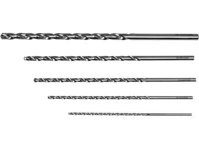 Свердла по металу довгі YATO: HSS, Ø= 3, 4, 5, 6, 8 мм, l= 150- 240 мм, 5 шт.