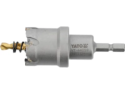 Свердло коронка по металу TCT YATO: Ø32 x103 мм, товщ. до 25мм, з напрямним, 6-гран. хвост 1/4"