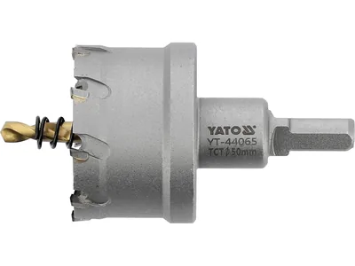 Свердло коронка по металу TCT YATO: Ø50 x 103 мм, товщ. до 25мм, з напрямним, 6-гран. хвост 3/8"