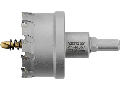 Свердло коронка по металу TCT YATO: Ø54 x 103 мм, товщ. до 25мм, з напрямним, 6-гран. хвост 3/8"