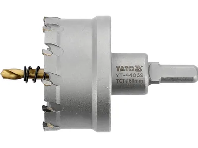 Свердло коронка по металу TCT YATO: Ø60 x 103 мм, товщ. до 25мм, з напрямним, 6-гран. хвост 3/8"