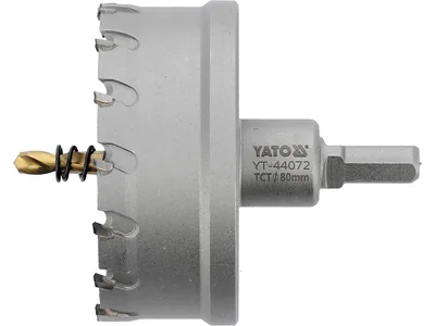Свердло коронка по металу TCT YATO: Ø80 x 103 мм, товщ. до 25мм, з напрямним, 6-гран. хвост 3/8"