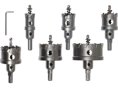 Свердла коронки по металу TCT YATO Ø22-30-35-45-50-65x 103мм, товщ до 25мм, HEXт 3/8" 6ш