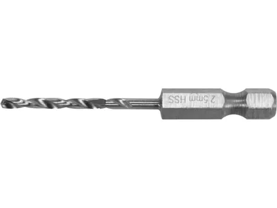 Свердло по металу YATO: HSS6542, Ø=2.5мм, HEX-1/4", l=57/26мм,для нержав.,конструкт.,легов.сталі(DW)