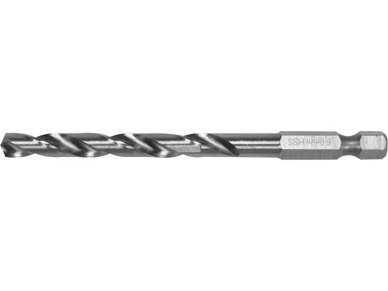 Свердло по металу YATO: HSS6542, Ø=6мм, HEX-1/4", l=93/57мм,для нержав.,конструкт.,легов.сталі(DW)